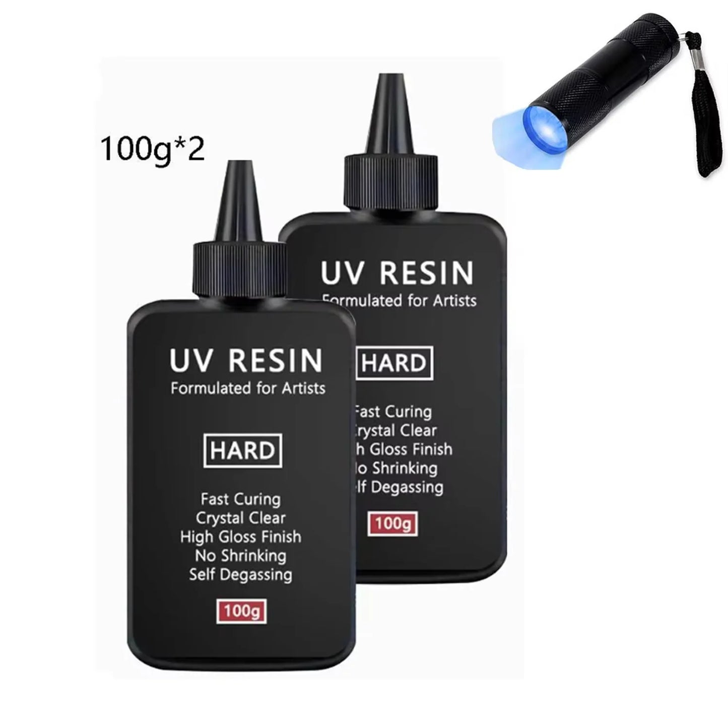 UV Resin-100/500g  Crystal Clear Ultraviolet Curing UV Resin Kit with Light for Jewelry Making