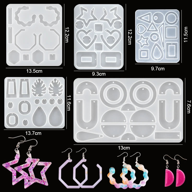 Resin Silicone Mold Set for Earrings, Necklaces, Pendants, Key Fobs