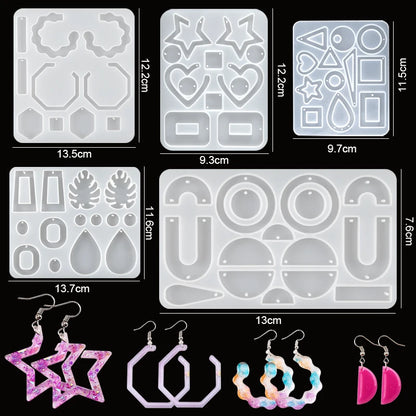 Resin Silicone Mold Set for Earrings, Necklaces, Pendants, Key Fobs