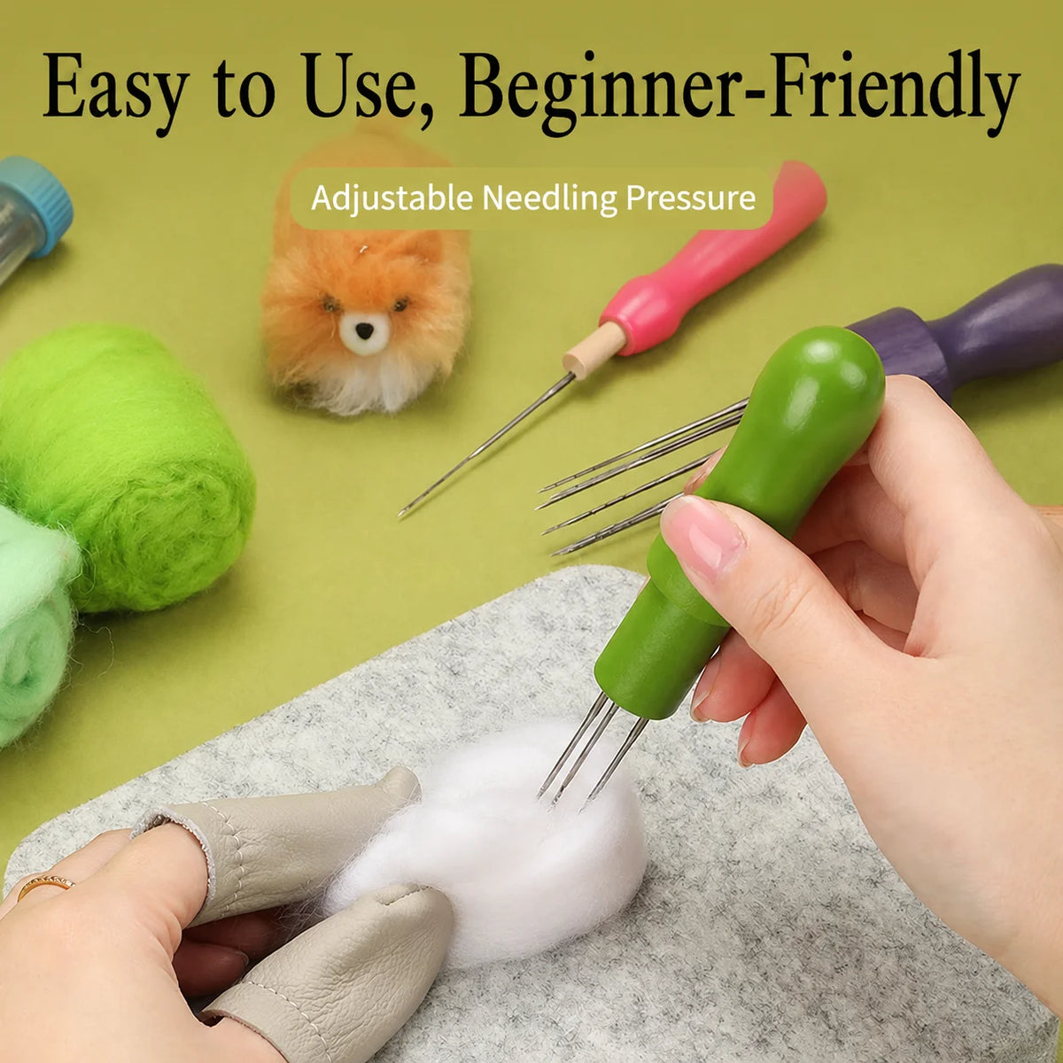 DIY Needle Felting Starter Kit, Coarse Medium Fine Felting Needles with Foam Mat for Wool Animal Doll Making Craft Projects