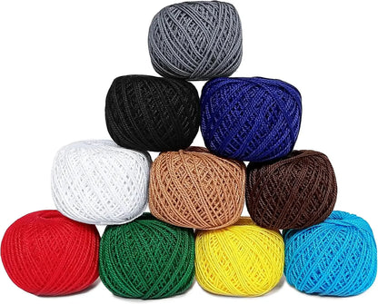 Cotton Crochet Yarn - 10 pcs, 10g Each, 100g each package - Perfect for Crafting
