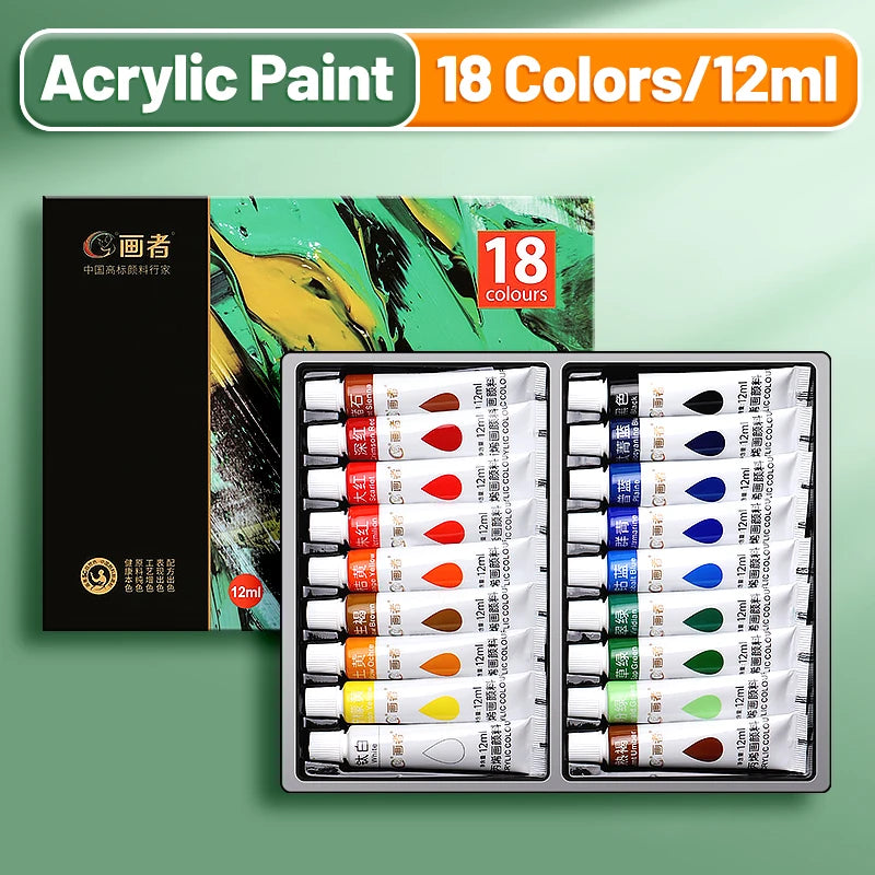 Vibrant Acrylic Paint Set 12/18/24/36 Colors, 12ml/0.42oz each tube