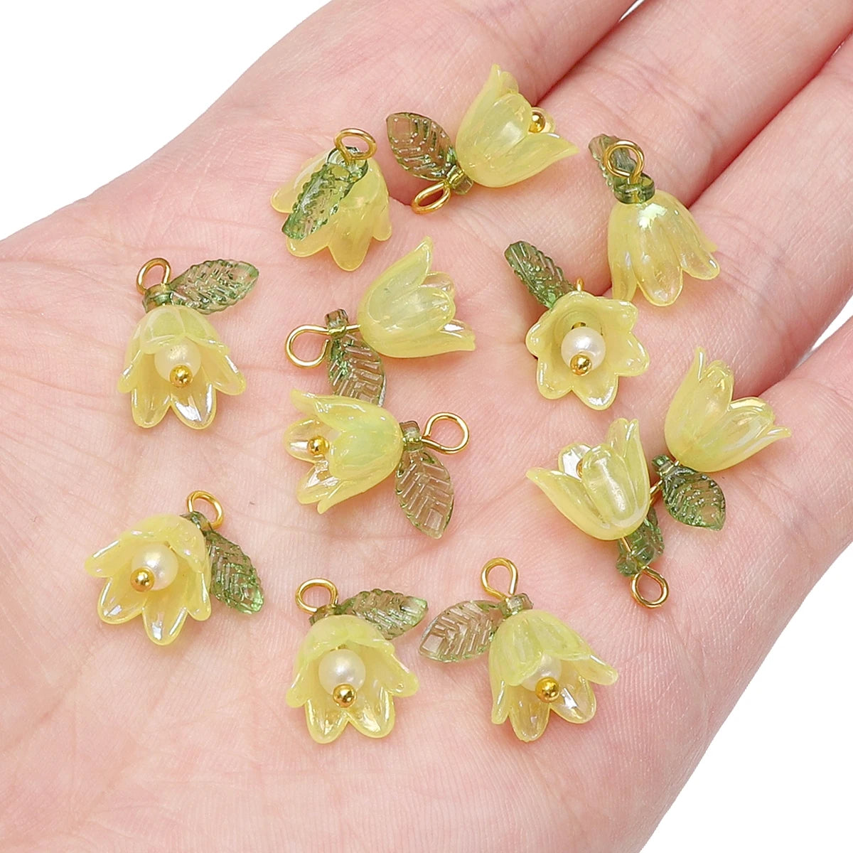 10 Pcs Acrylic Lily of the Valley Flower Bud Beads