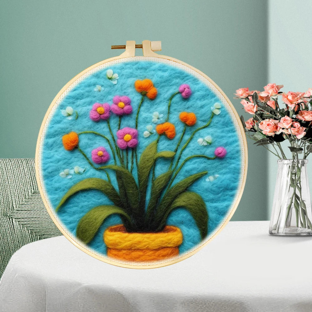 Wool Needle Felting Kits of Flowers with Frame