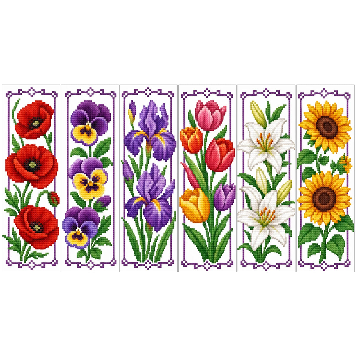 Cross Stitch Bookmark Kit – 6 Stamped 14CT Bookmarks, 12 Themes