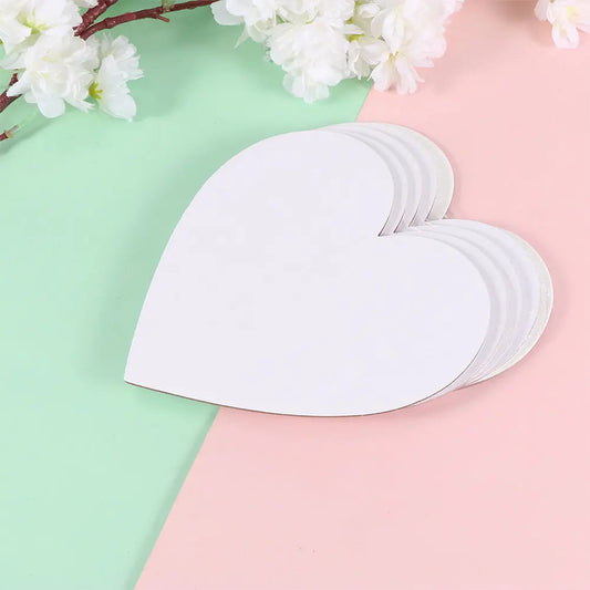 6 Pieces Heart Shaped Cotton Canvas Panels for Painting - 15x15cm