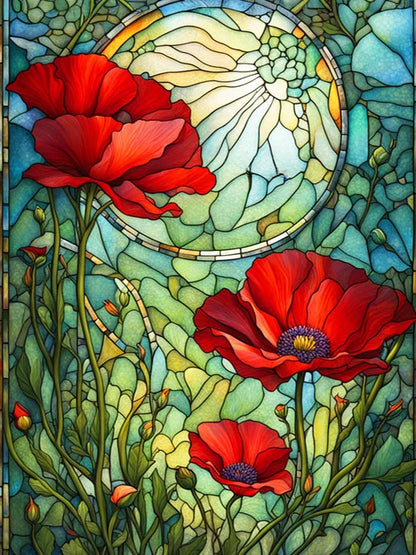 Diamond Painting Kits of Flowers, Different Sizes Available in a Round or Rectangle Shape