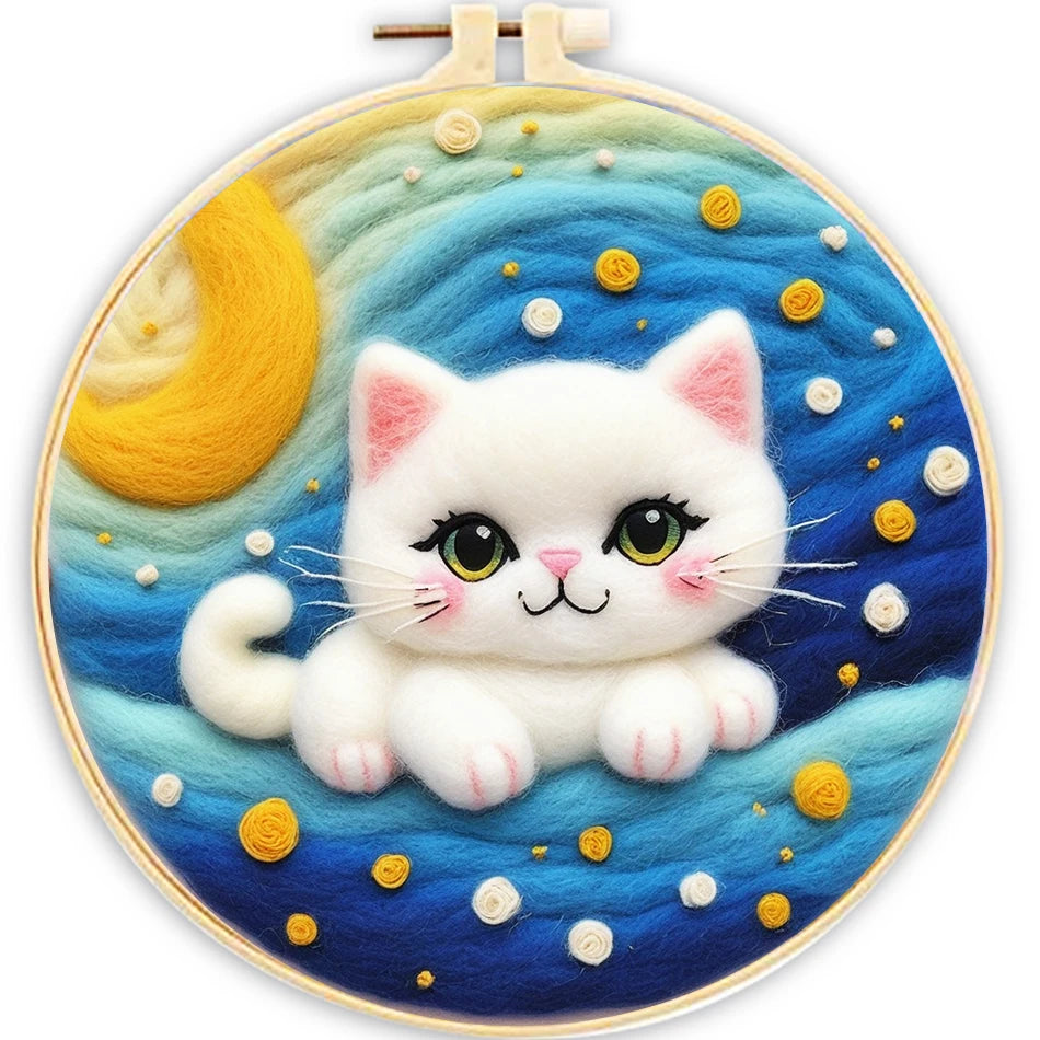Needle Felting Kit With Frame: Cute Cats