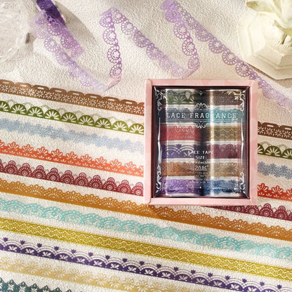12 Pcs Waterproof Lace Pattern Washi Tape: for Journaling, Scrapbooking, and Craft Projects