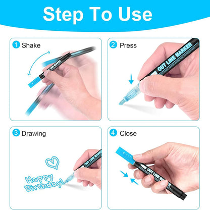 Set of 36 Outline Metallic Glitter Pens