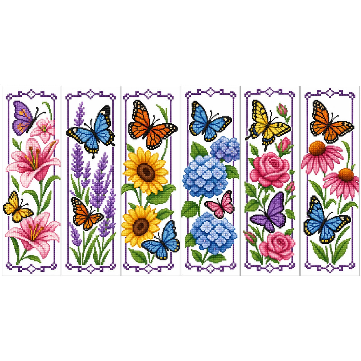 Cross Stitch Bookmark Kit – 6 Stamped 14CT Bookmarks, 12 Themes