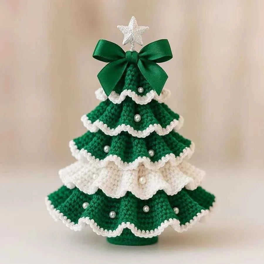Christmas Tree Crochet Kit – DIY Ruffled Tabletop Tree Starter Set