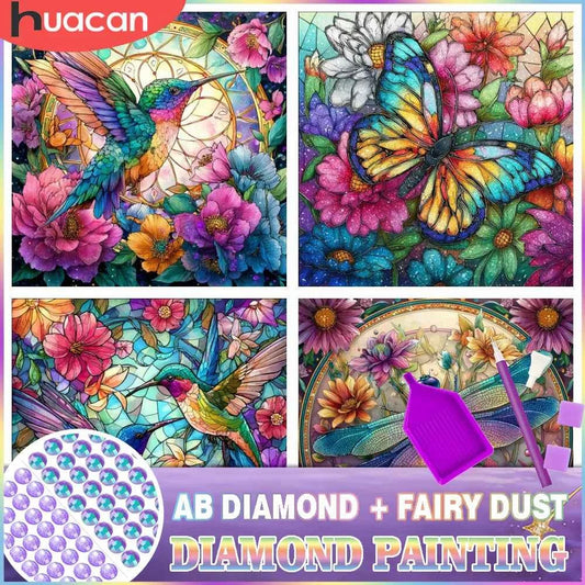 Bird & Butterfly Diamond Painting, Full Round, 4 Designs and 4 Sizes
