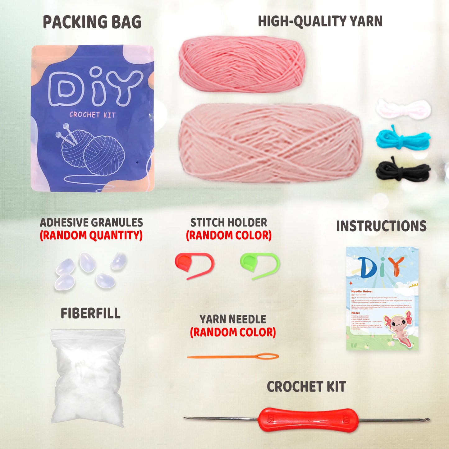 Axolotl Theme Crochet Kit for Beginners