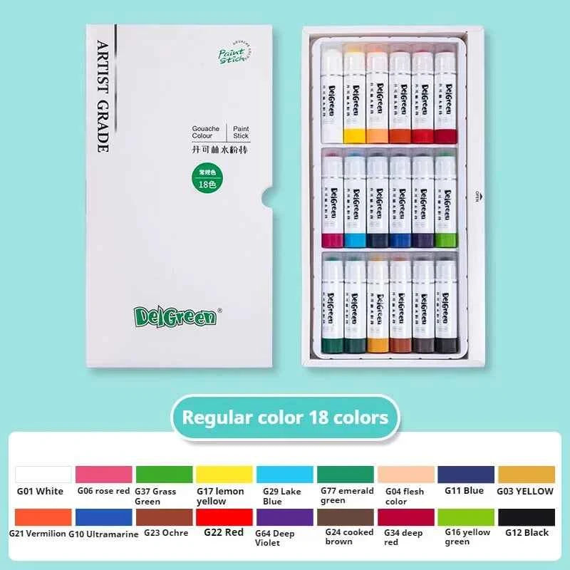 12, 18 or 24 Soft Washable Gouache Paint Stick Sets
