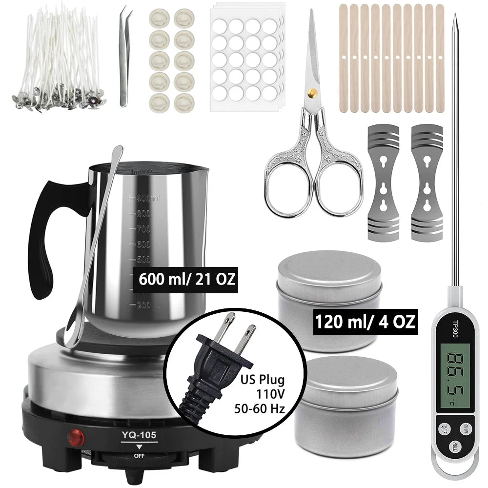 Candle Pouring Pot with Electric Hot Plate for Melting Wax, Candle Making Supplies and Tools for Candle Making