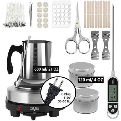 Candle Pouring Pot with Electric Hot Plate for Melting Wax, Candle Making Supplies and Tools for Candle Making
