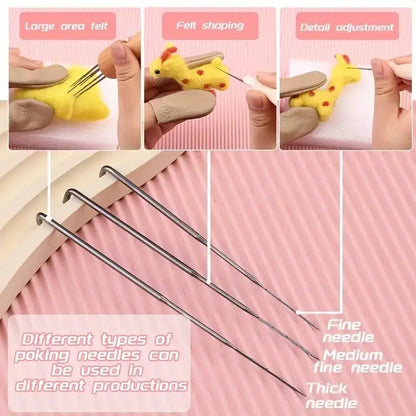 Set of poking needles with different sizes on a pink background