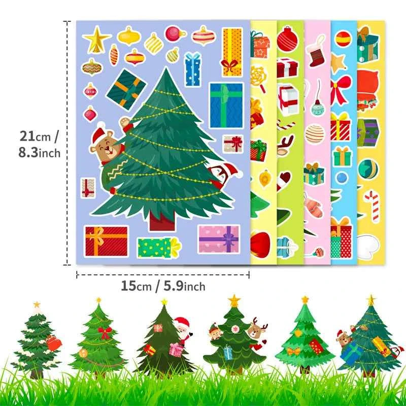 Make-a-Christmas-Tree Sticker Sheets for Kids – 6 Different Sheets, 15 x 21 cm