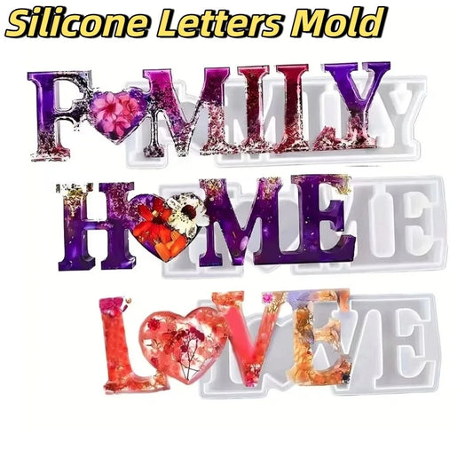Family, Love, Home, Heart Shape Silicone Mold for Resin