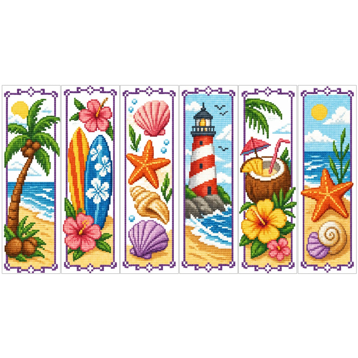Cross Stitch Bookmark Kit – 6 Stamped 14CT Bookmarks, 12 Themes