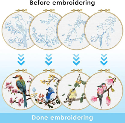 4 Sets of Birds - Beginner Embroidery Kit