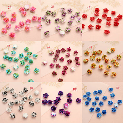 Small Roses for Resin Filling - 100pcs, Flat Back, 6mm or 8mm Size Choice