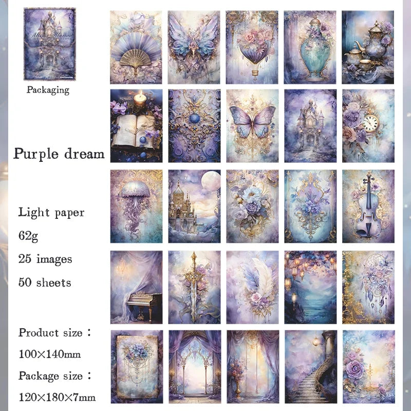 Vintage Scrapbooking Paper - 50 Pieces of Various Images