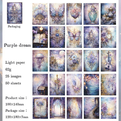 Vintage Scrapbooking Paper - 50 Pieces of Various Images