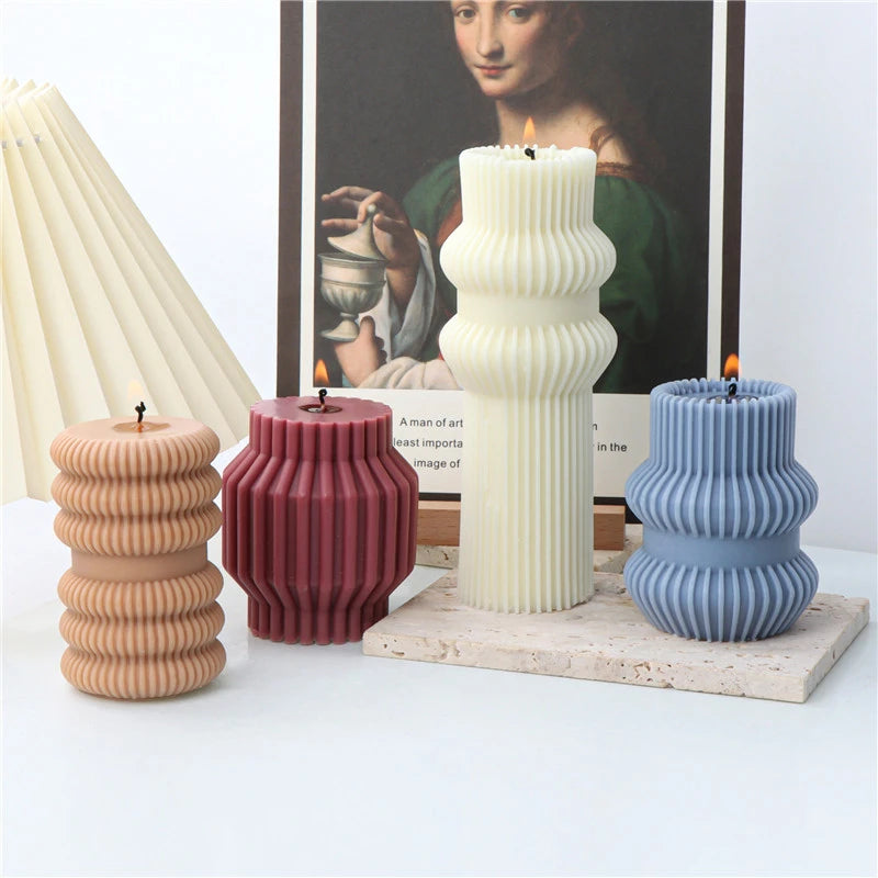 Stripe Pillar Silicone Mold for Candle Making