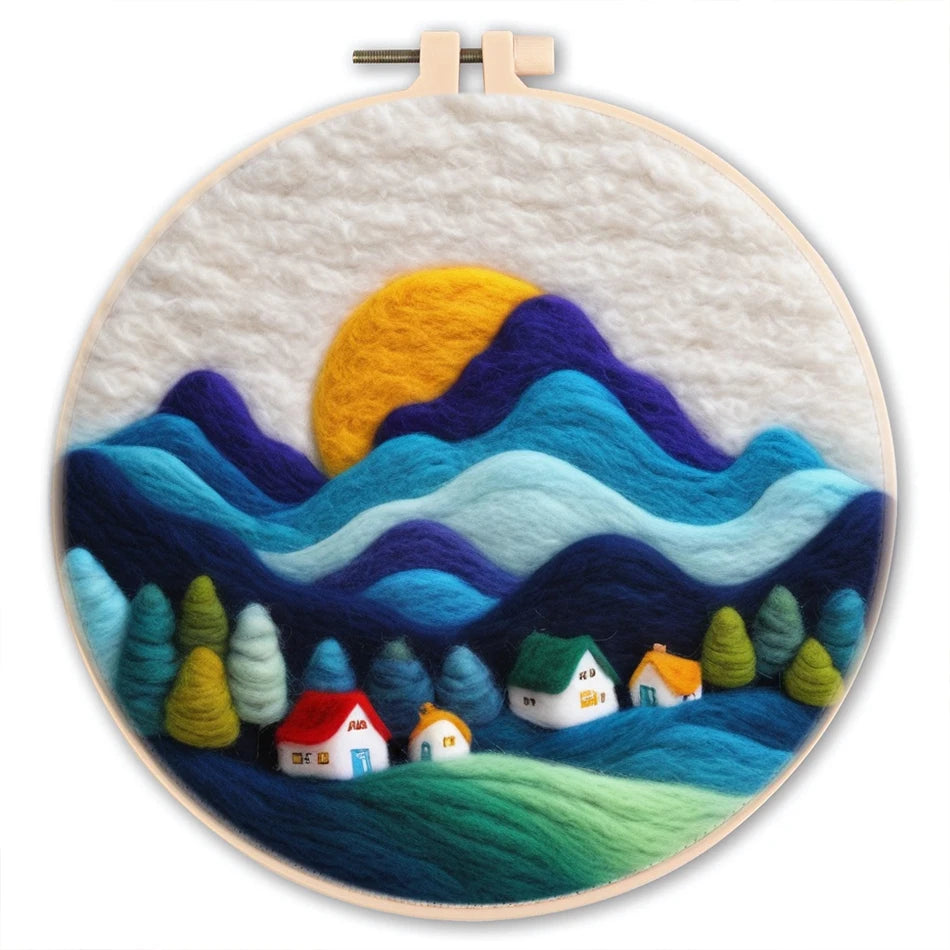 Needle Felting Kit For Beginner Wool Painting Kit DIY Felt Wool Needle Felt Set Tool Landscape Gift Picture For Home Decors