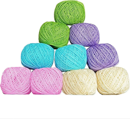 Cotton Crochet Yarn - 10 pcs, 10g Each, 100g each package - Perfect for Crafting