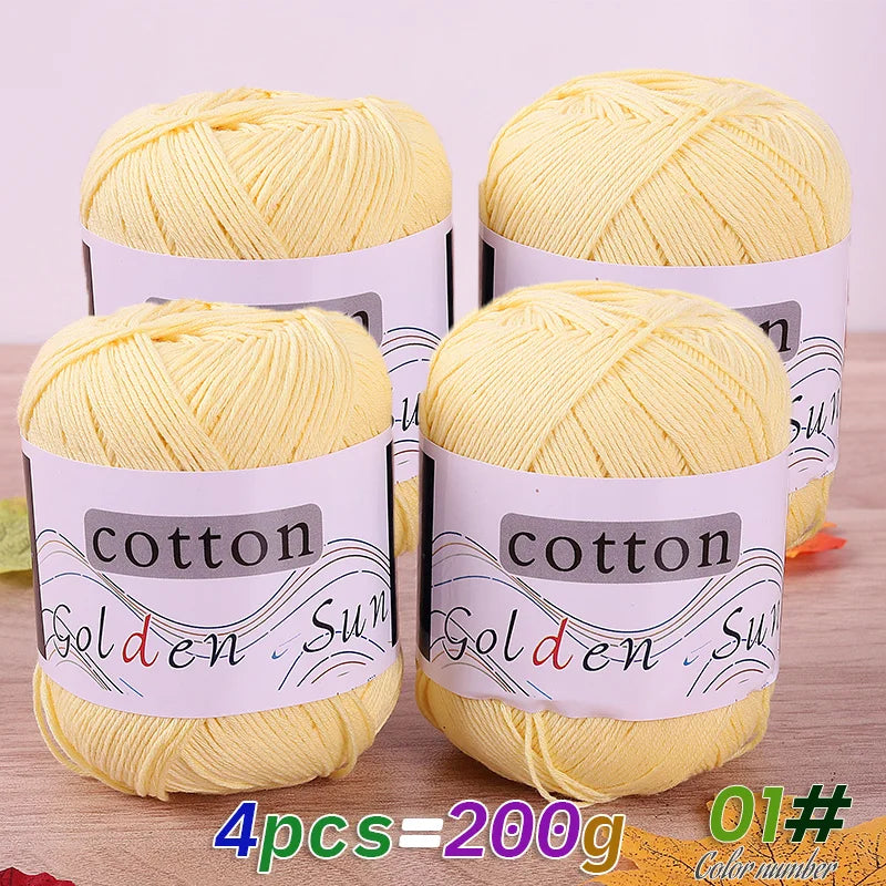 4 Pieces = 200g 100% Pure Cotton Yarn