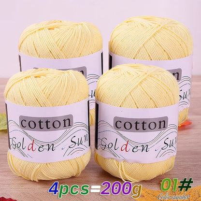 4 Pieces = 200g 100% Pure Cotton Yarn