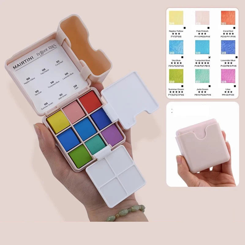 Travel Watercolor Paint Set - 9 Colors