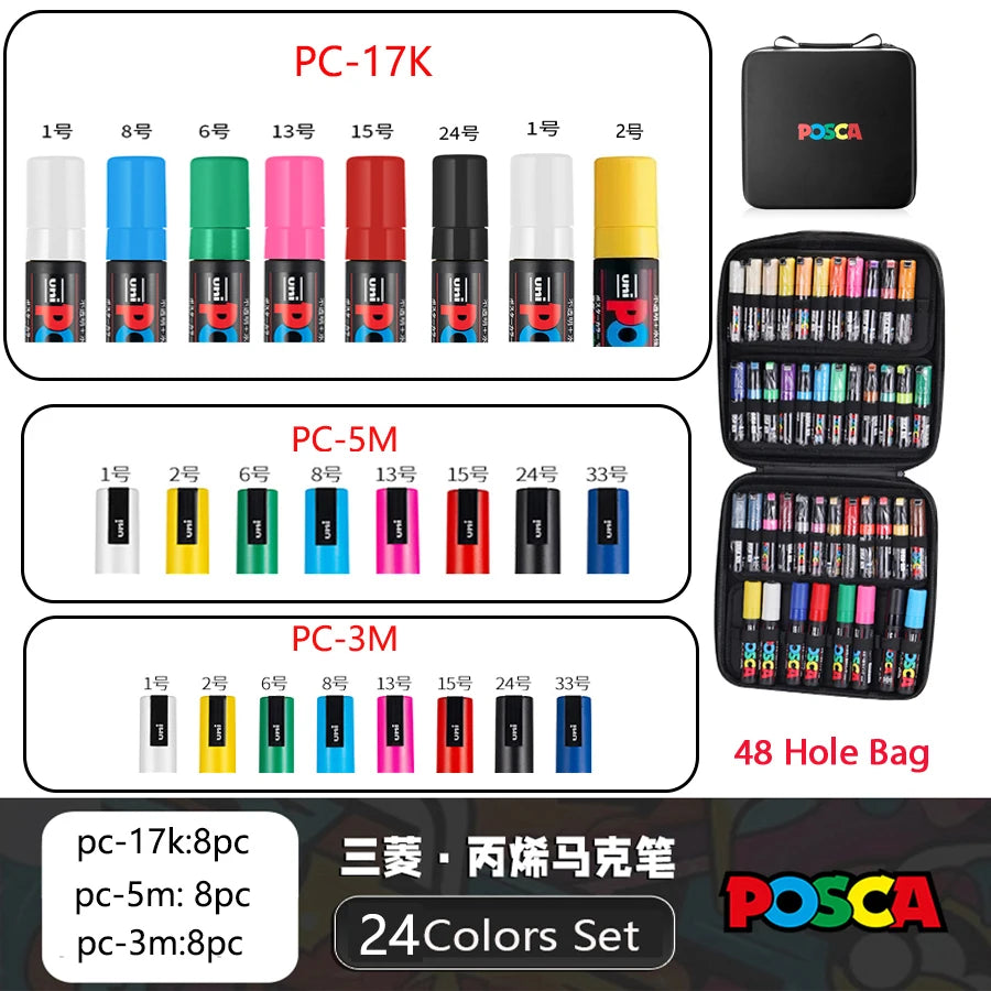 POSCA Multi-Color Marker Pen Set with case