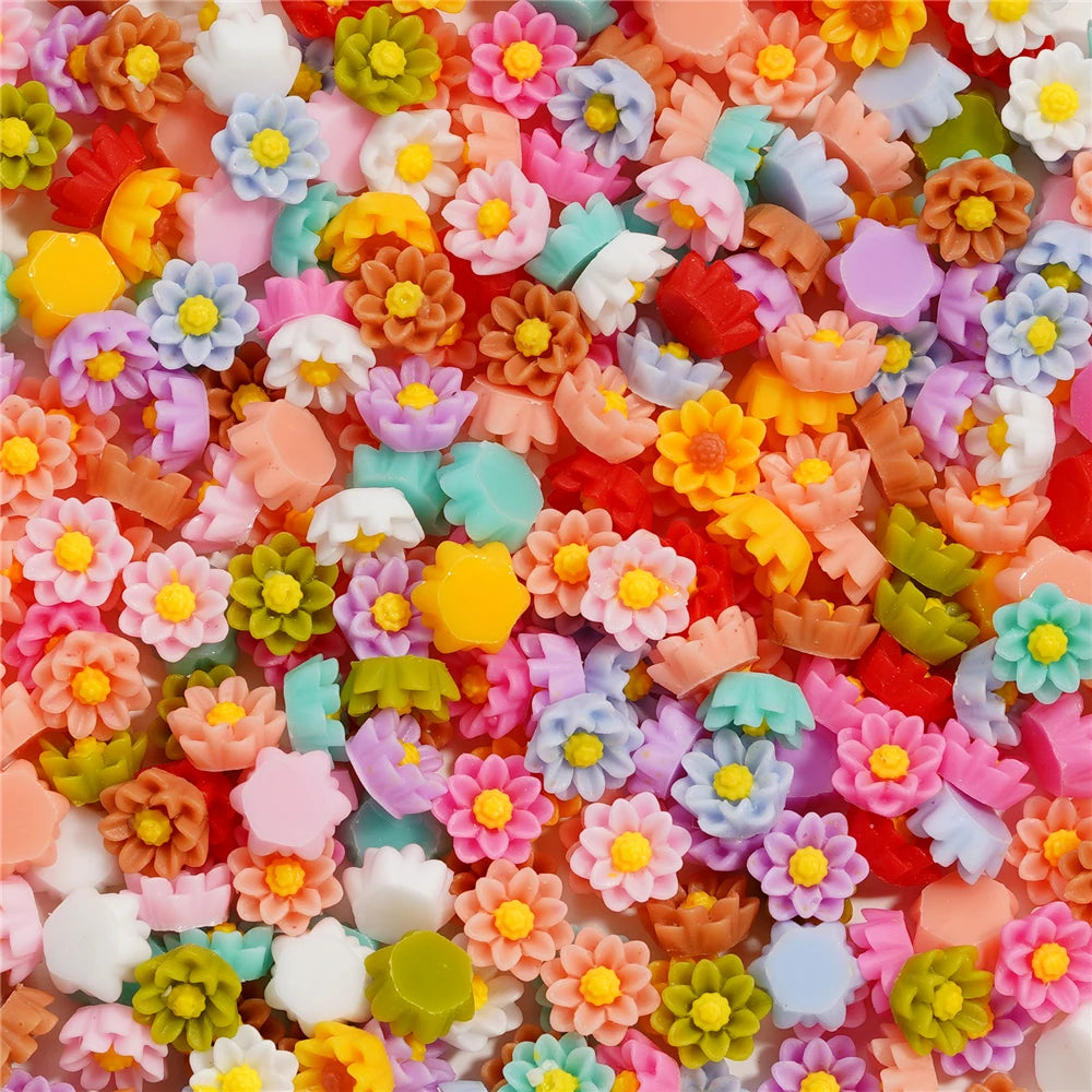 Mixed Flowers Resin Fillings for Jewelry Making - 100Pcs 6mm
