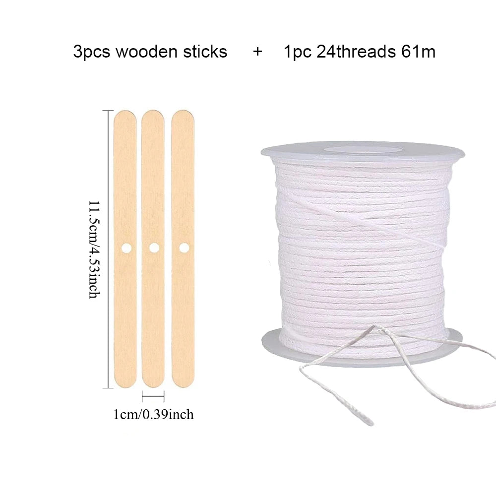 Candle Wicks Sets, Pre-Waxed Cotton Core Wicks with Base Stickers - Handmade Candle Making Tools