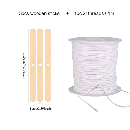 Candle Wicks Sets, Pre-Waxed Cotton Core Wicks with Base Stickers - Handmade Candle Making Tools