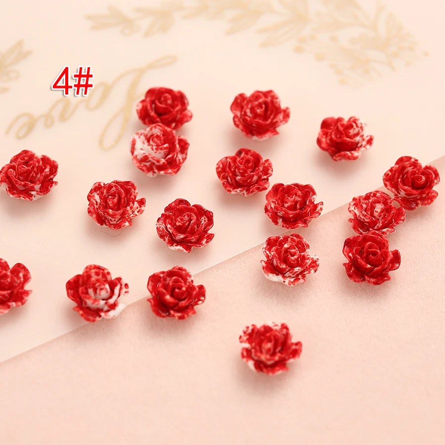Small Roses for Resin Filling - 100pcs, Flat Back, 6mm or 8mm Size Choice