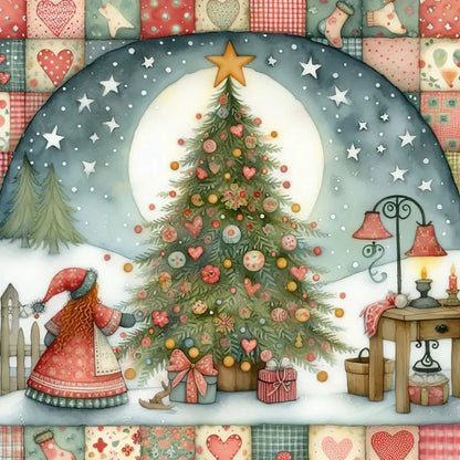 Diamond Art Christmas Tree Kits - Round and Various Sizes