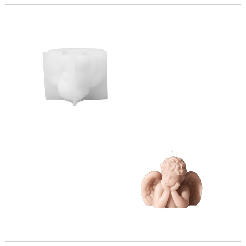 2 Styles of Angel Cherub Silicone Molds for Candle Making