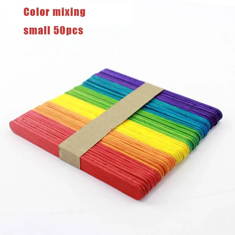 Pack of 50 pieces of small colorful popsicle sticks 