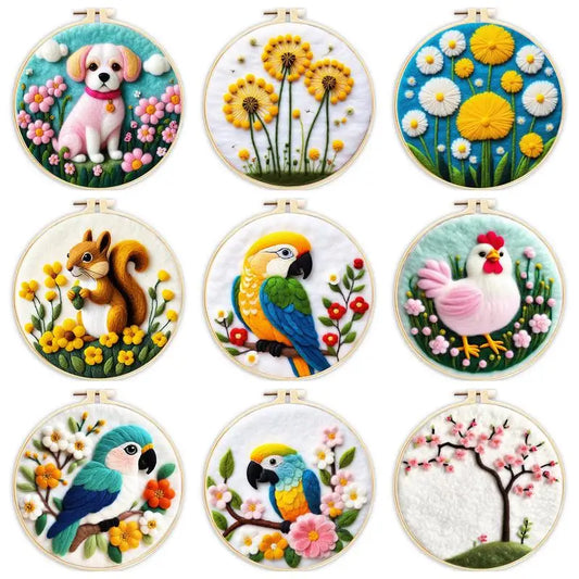 Animals or Flowers Wool Felting Kits