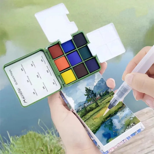 Travel Watercolor Paint Set - 9 Colors