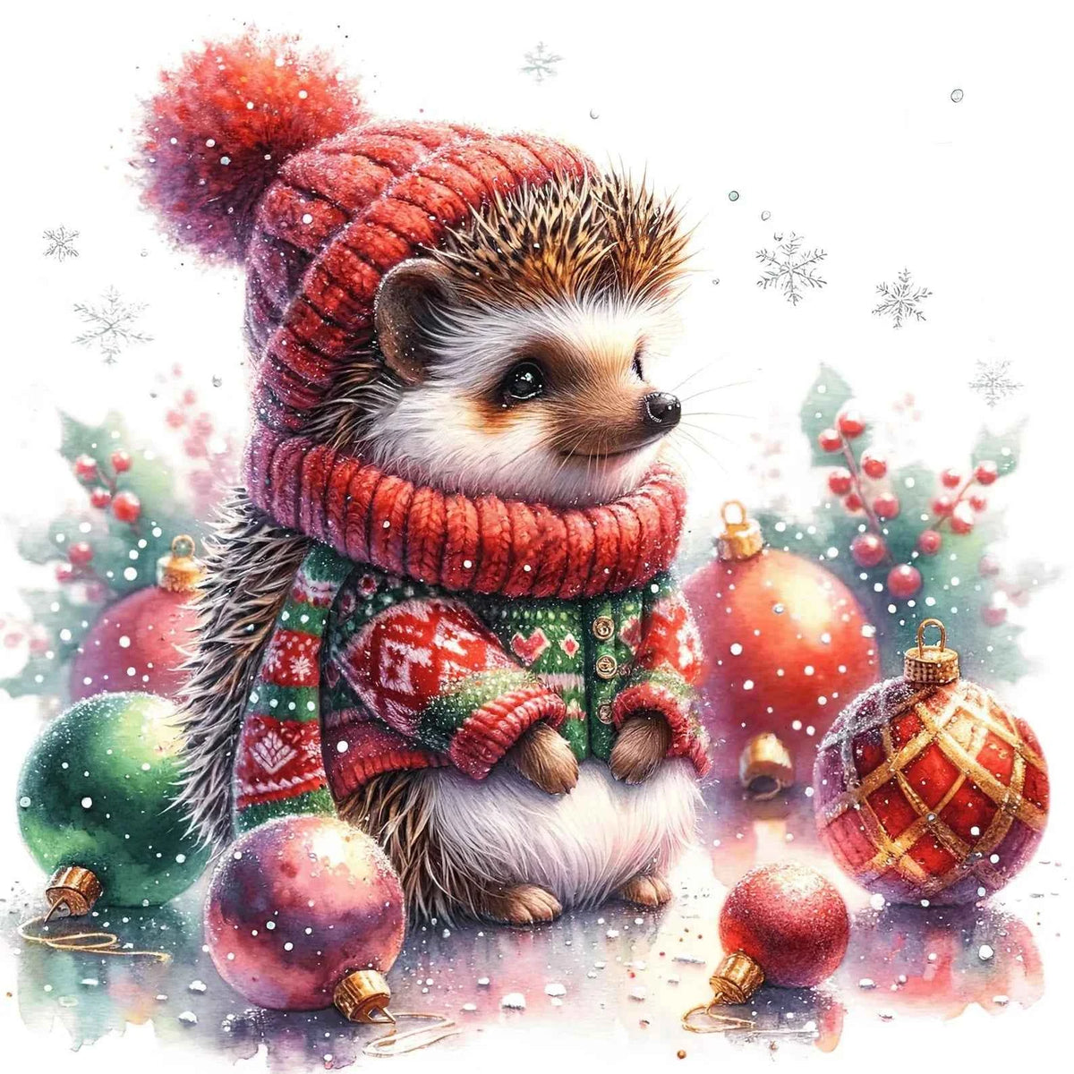 Christmas Animals Stamped Cross Stitch Kit – 11CT Printed Canvas, 6 Designs, 30 or 40 cm