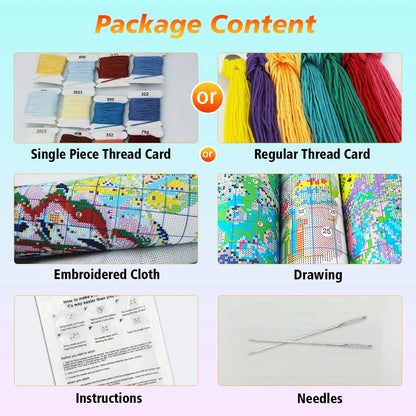 Woman Printed Fabric Cross Stitch Kit