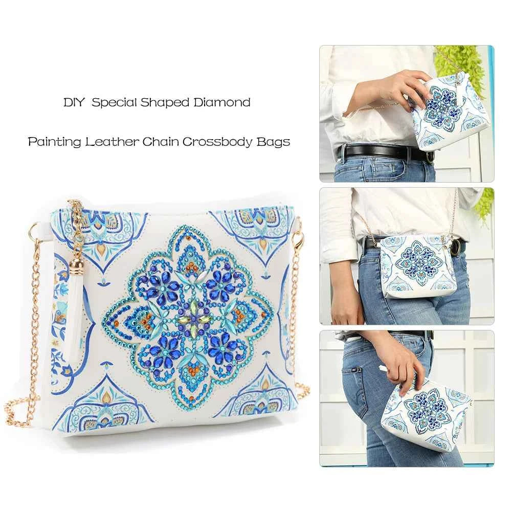 Floral Diamond Art Handbag Kit, PU Leather, 4 Designs