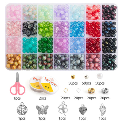 28 Colors - 8mm Round Crystal Beads with 1mm holes - Variety of Colors and Kits