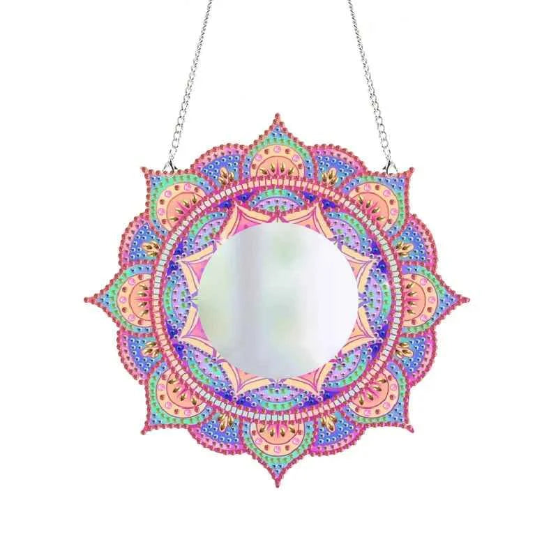 DIY Wooden Mandala Diamond Art Mirror, 19 x 19 cm
